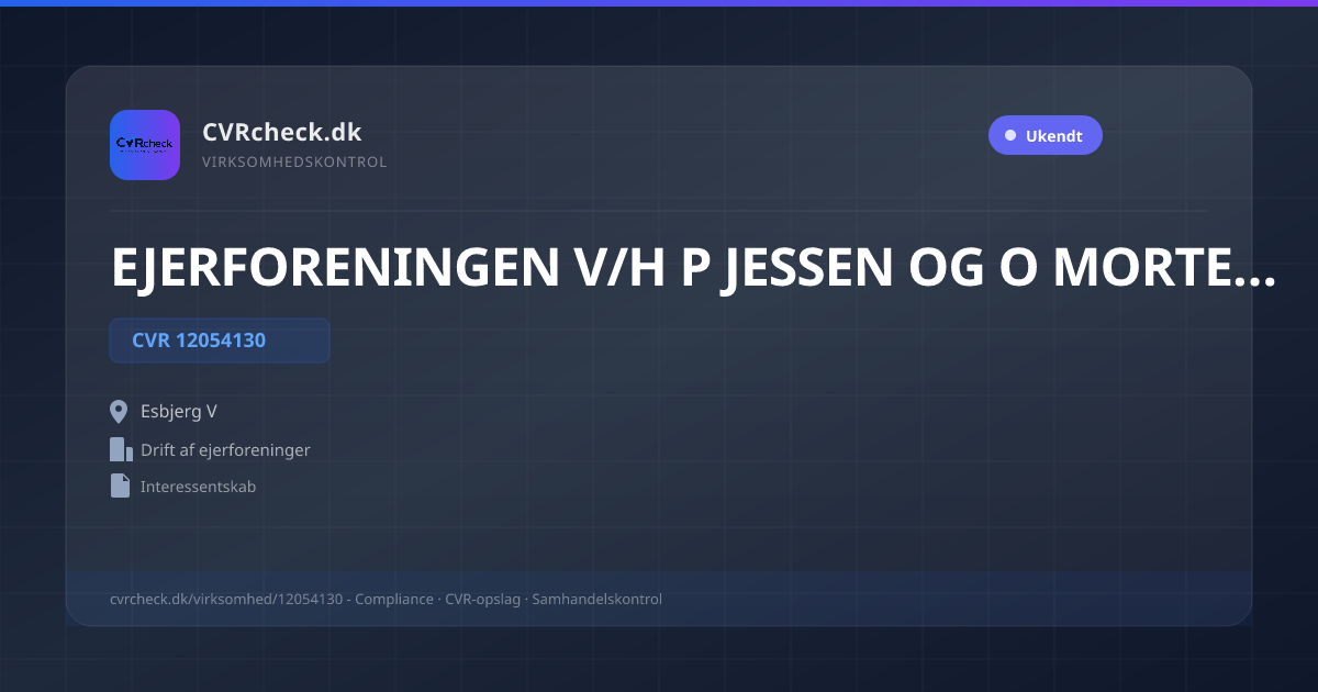Visitkort: EJERFORENINGEN V/H P JESSEN OG O MORTENSEN, CVR 12054130, Drift af ejerforeninger, Esbjerg V