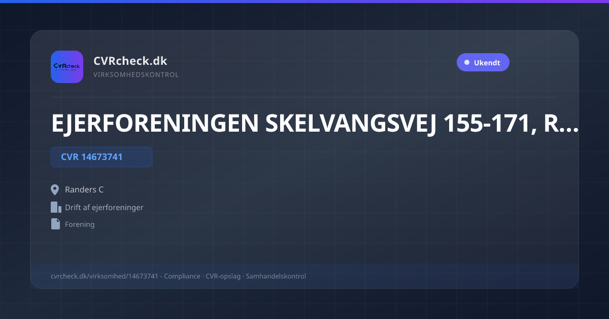 Visitkort: EJERFORENINGEN SKELVANGSVEJ 155-171, RANDERS, CVR 14673741, Drift af ejerforeninger, Randers C