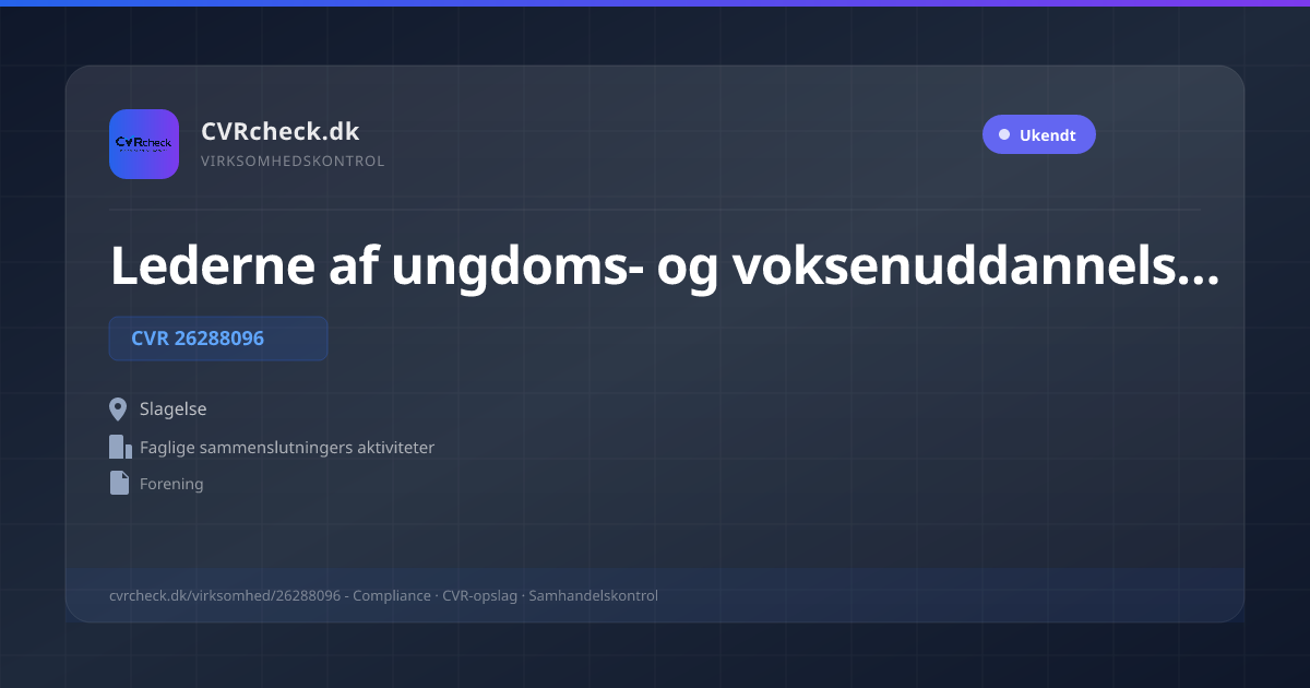 Visitkort: Lederne af ungdoms- og voksenuddannelserne, CVR 26288096, Faglige sammenslutningers aktiviteter, Slagelse