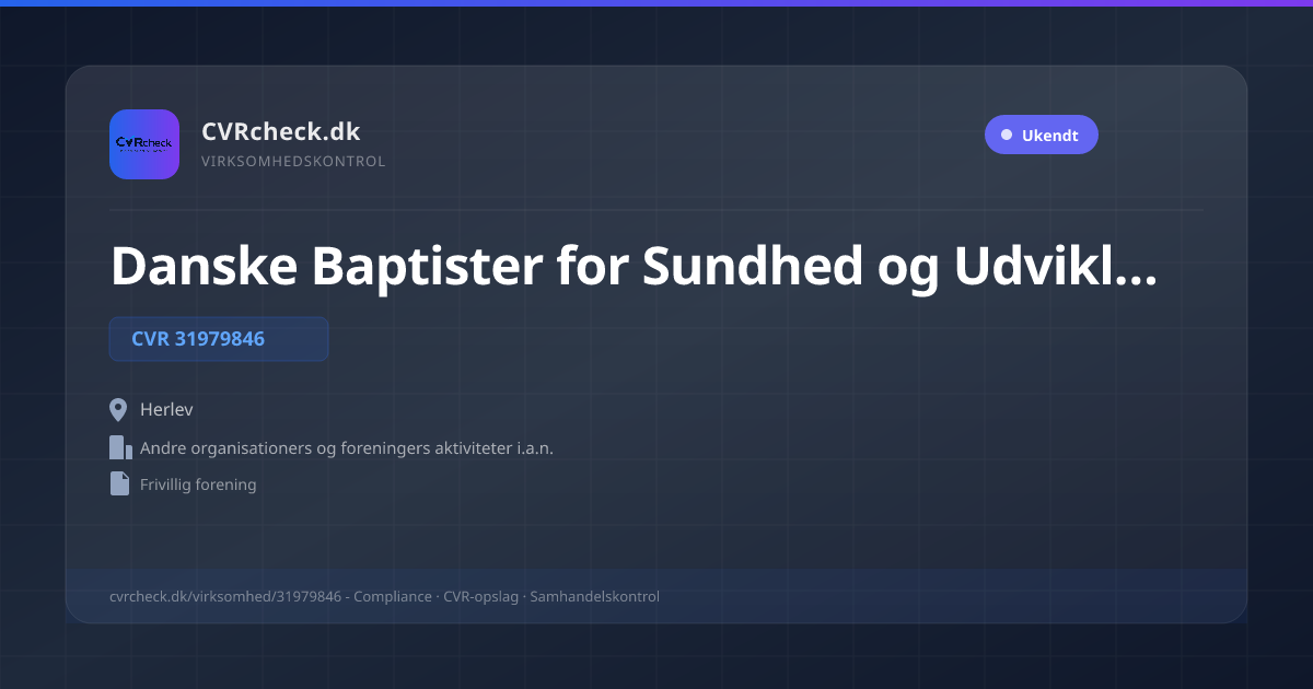 Visitkort: Danske Baptister for Sundhed og Udvikling, CVR 31979846, Andre organisationers og foreningers aktiviteter i.a.n., Herlev