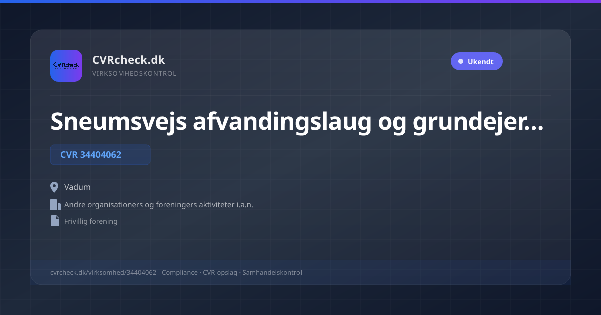 Visitkort: Sneumsvejs afvandingslaug og grundejerforening, CVR 34404062, Andre organisationers og foreningers aktiviteter i.a.n., Vadum
