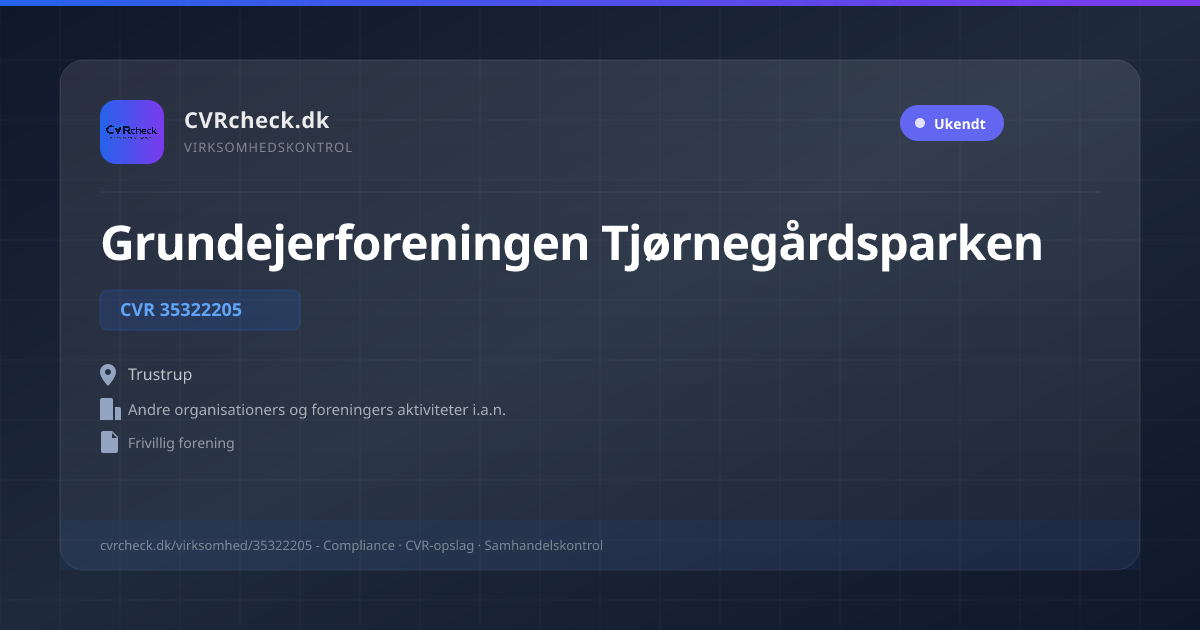 Visitkort: Grundejerforeningen Tjørnegårdsparken, CVR 35322205, Andre organisationers og foreningers aktiviteter i.a.n., Trustrup