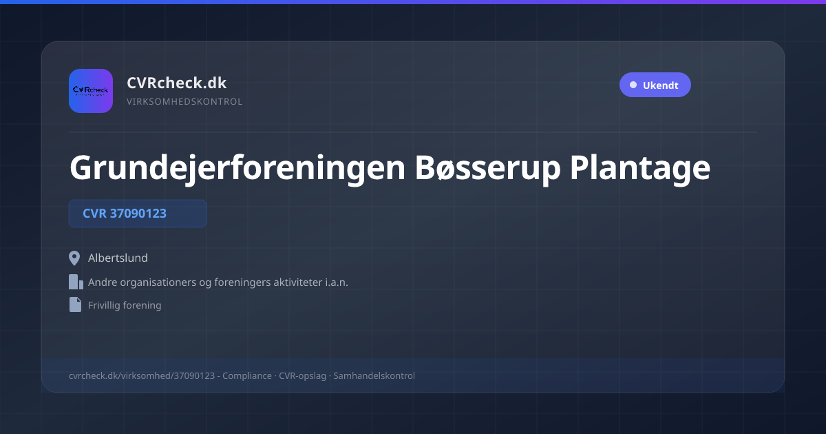 Visitkort: Grundejerforeningen Bøsserup Plantage, CVR 37090123, Andre organisationers og foreningers aktiviteter i.a.n., Albertslund