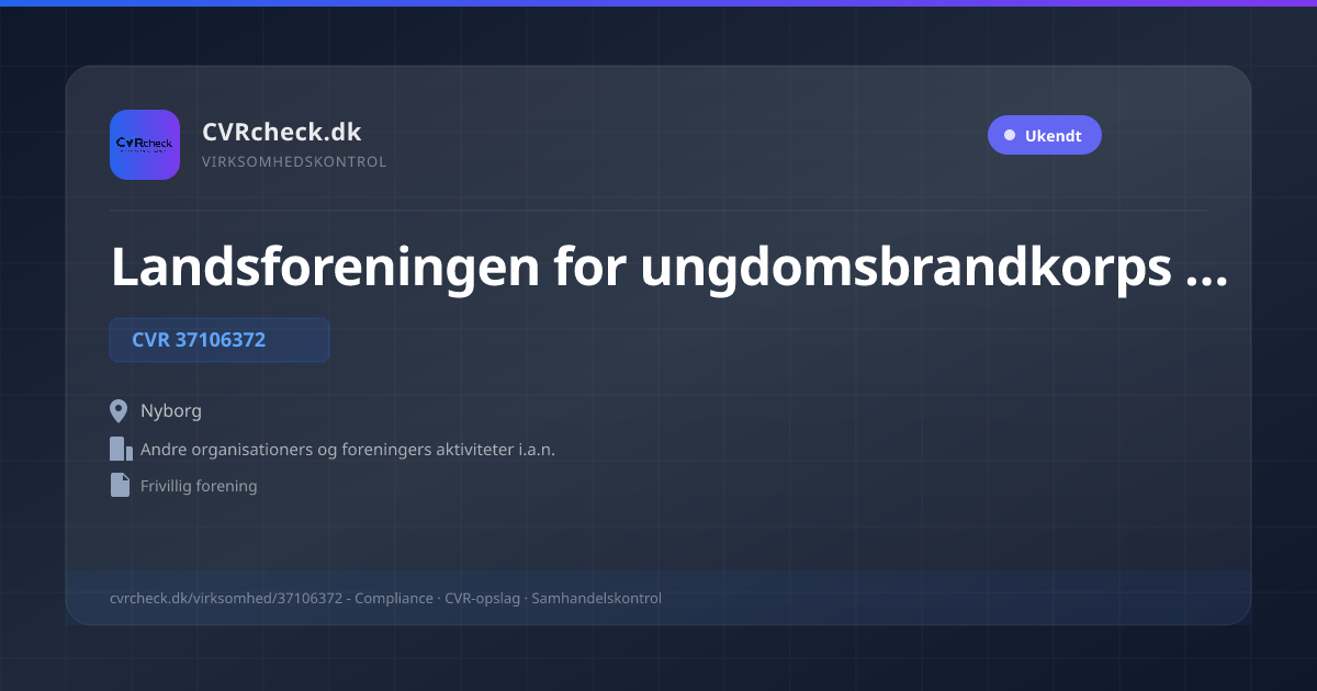 Visitkort: Landsforeningen for ungdomsbrandkorps i Danmark, CVR 37106372, Andre organisationers og foreningers aktiviteter i.a.n., Nyborg