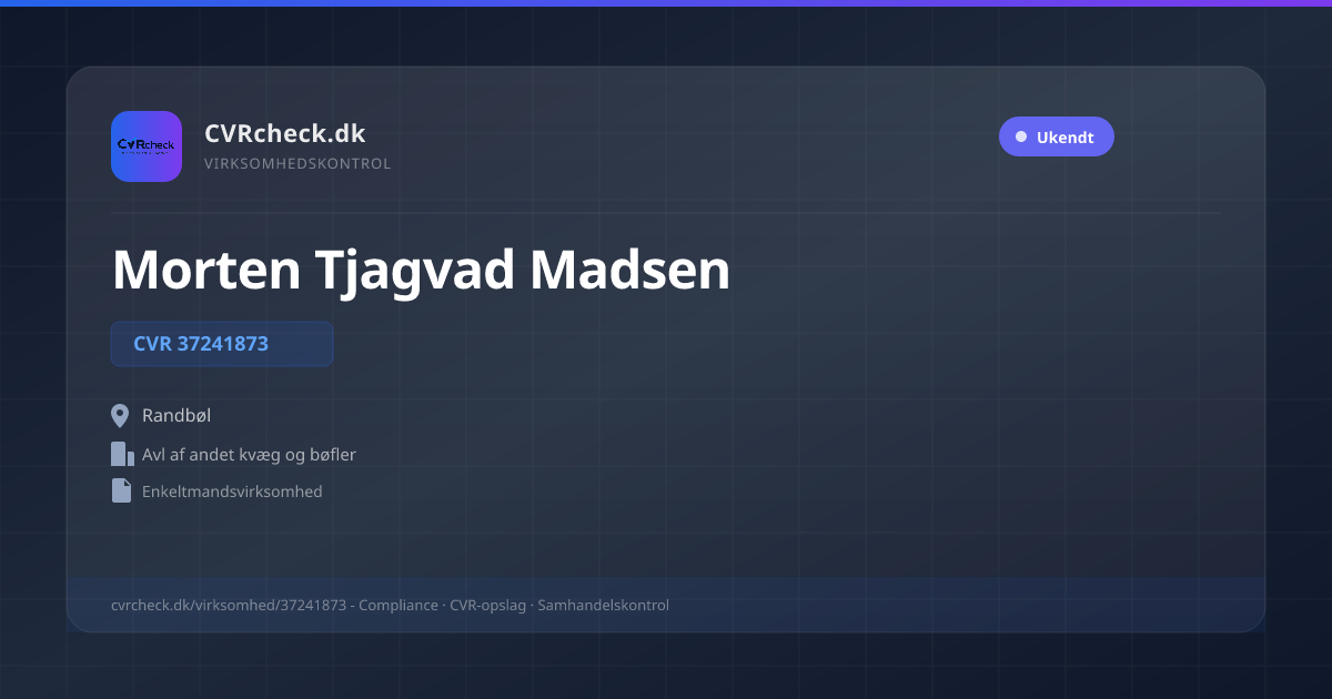 Visitkort: Morten Tjagvad Madsen, CVR 37241873, Avl af andet kvæg og bøfler, Randbøl