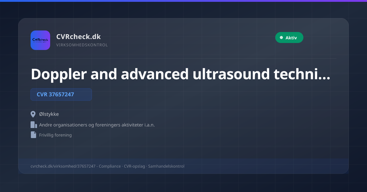 Visitkort: Doppler and advanced ultrasound techniques, CVR 37657247, Andre organisationers og foreningers aktiviteter i.a.n., Ølstykke, Aktiv