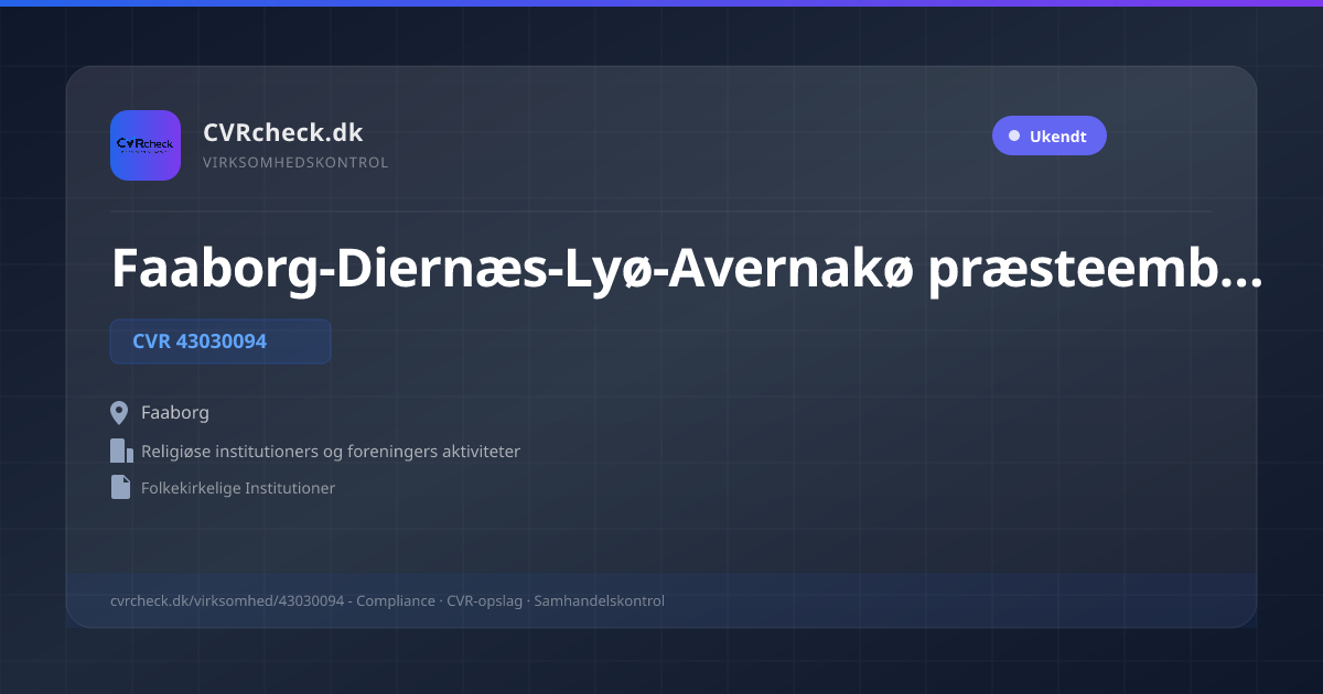 Visitkort: Faaborg-Diernæs-Lyø-Avernakø præsteembede, CVR 43030094, Religiøse institutioners og foreningers aktiviteter, Faaborg