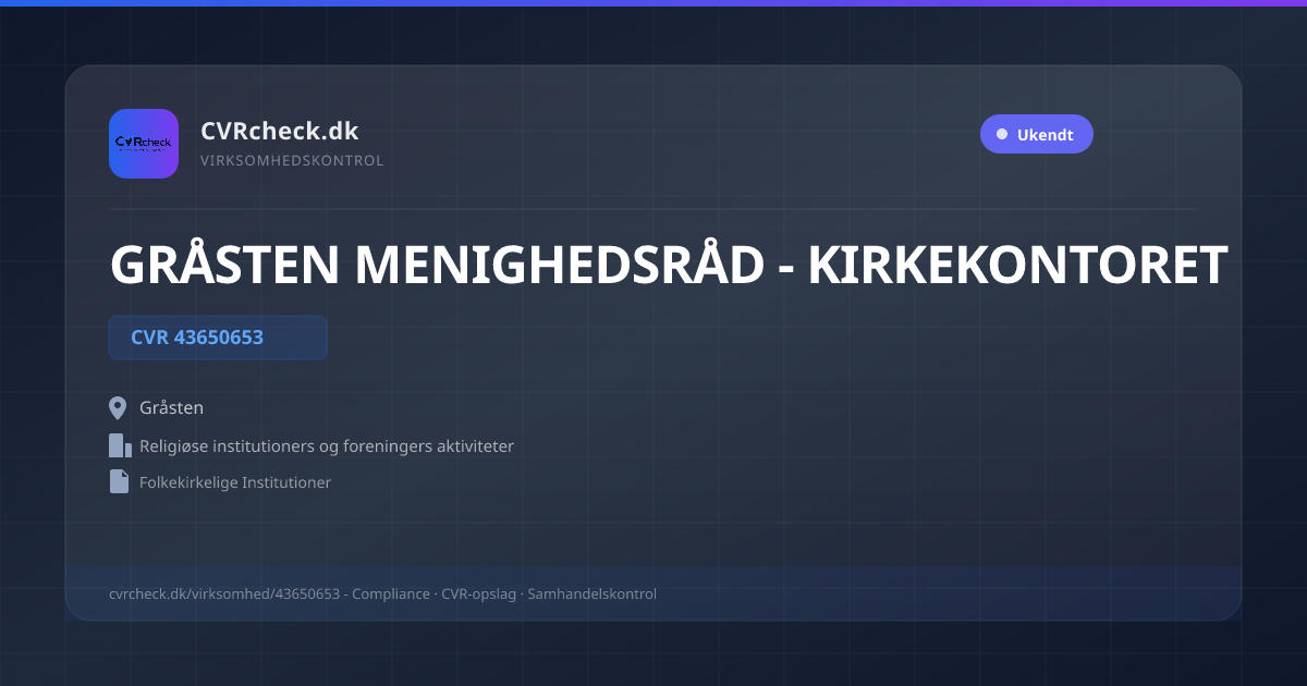 Visitkort: GRÅSTEN MENIGHEDSRÅD - KIRKEKONTORET, CVR 43650653, Religiøse institutioners og foreningers aktiviteter, Gråsten