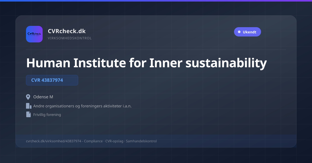 Visitkort: Human Institute for Inner sustainability, CVR 43837974, Andre organisationers og foreningers aktiviteter i.a.n., Odense M