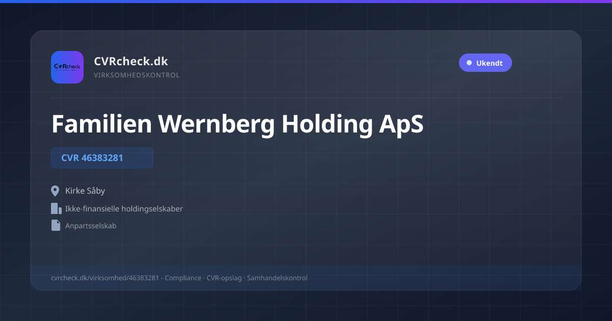 Visitkort: Familien Wernberg Holding ApS, CVR 46383281, Ikke-finansielle holdingselskaber, Kirke Såby