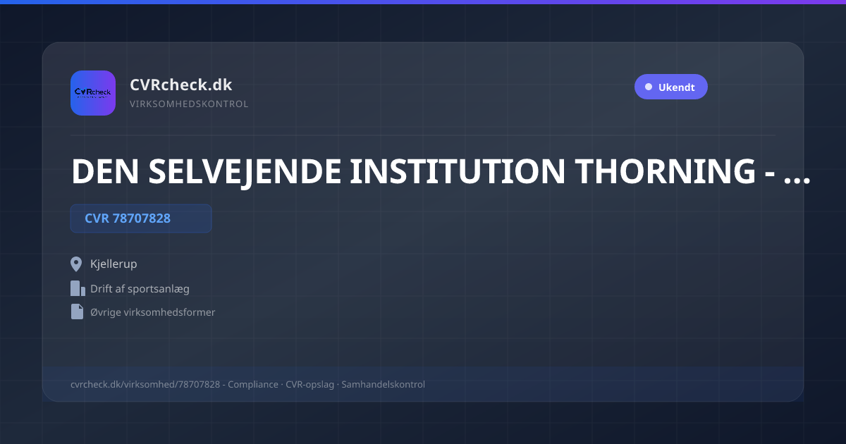 Visitkort: DEN SELVEJENDE INSTITUTION THORNING - HALLEN, CVR 78707828, Drift af sportsanlæg, Kjellerup