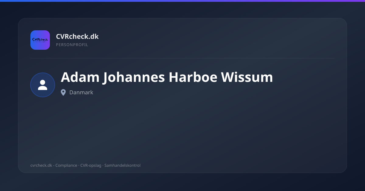 Visitkort: Adam Johannes Harboe Wissum, person-info