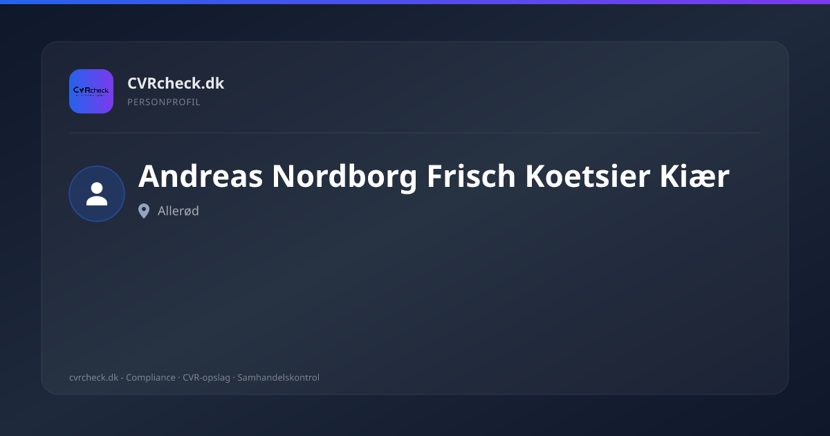 Visitkort: Andreas Nordborg Frisch Koetsier Kiær, Allerød, person-info