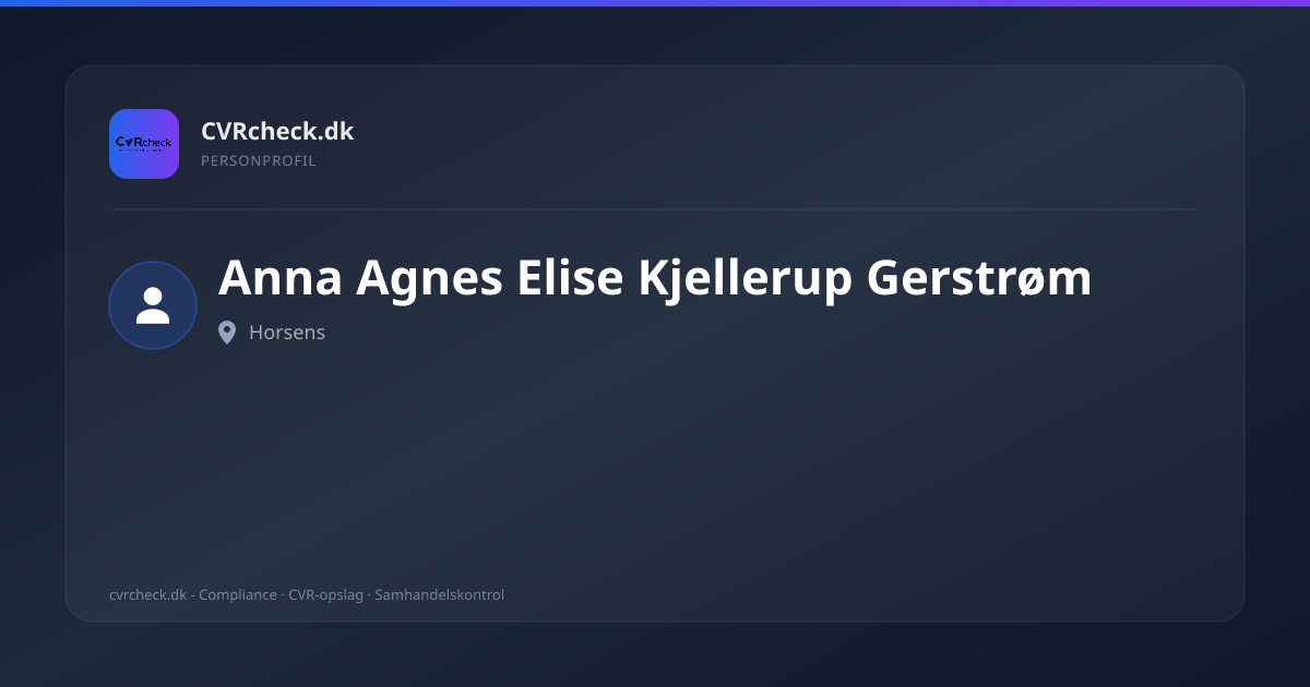 Visitkort: Anna Agnes Elise Kjellerup Gerstrøm, Horsens, person-info