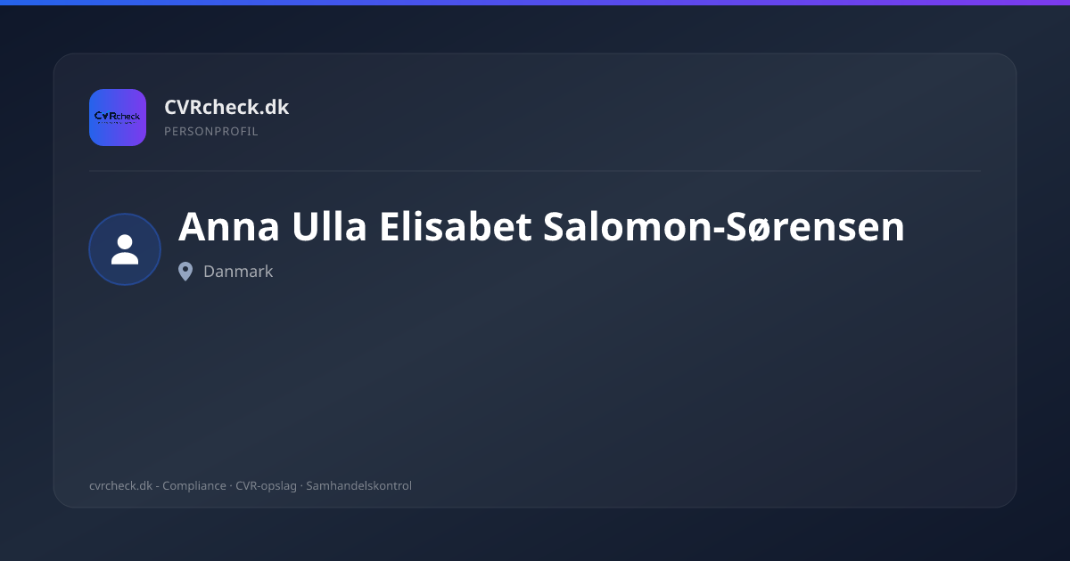 Visitkort: Anna Ulla Elisabet Salomon-Sørensen, person-info