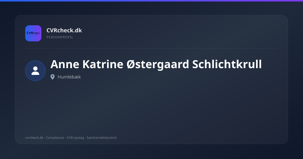 Visitkort: Anne Katrine Østergaard Schlichtkrull, Humlebæk, person-info