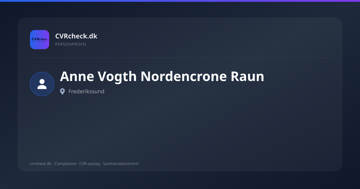 Visitkort: Anne Vogth Nordencrone Raun, Frederikssund, person-info