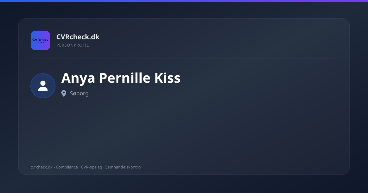Visitkort: Anya Pernille Kiss, Søborg, person-info