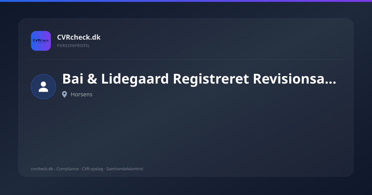 Visitkort: Bai & Lidegaard Registreret Revisionsaktieselskab, Horsens, person-info