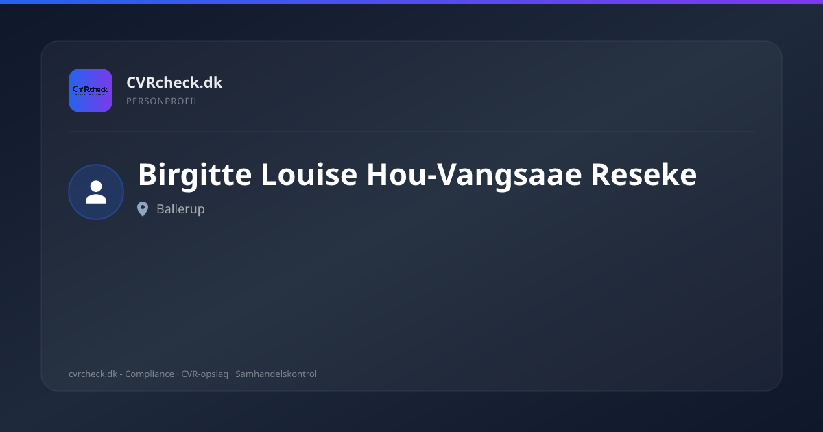 Visitkort: Birgitte Louise Hou-Vangsaae Reseke, Ballerup, person-info