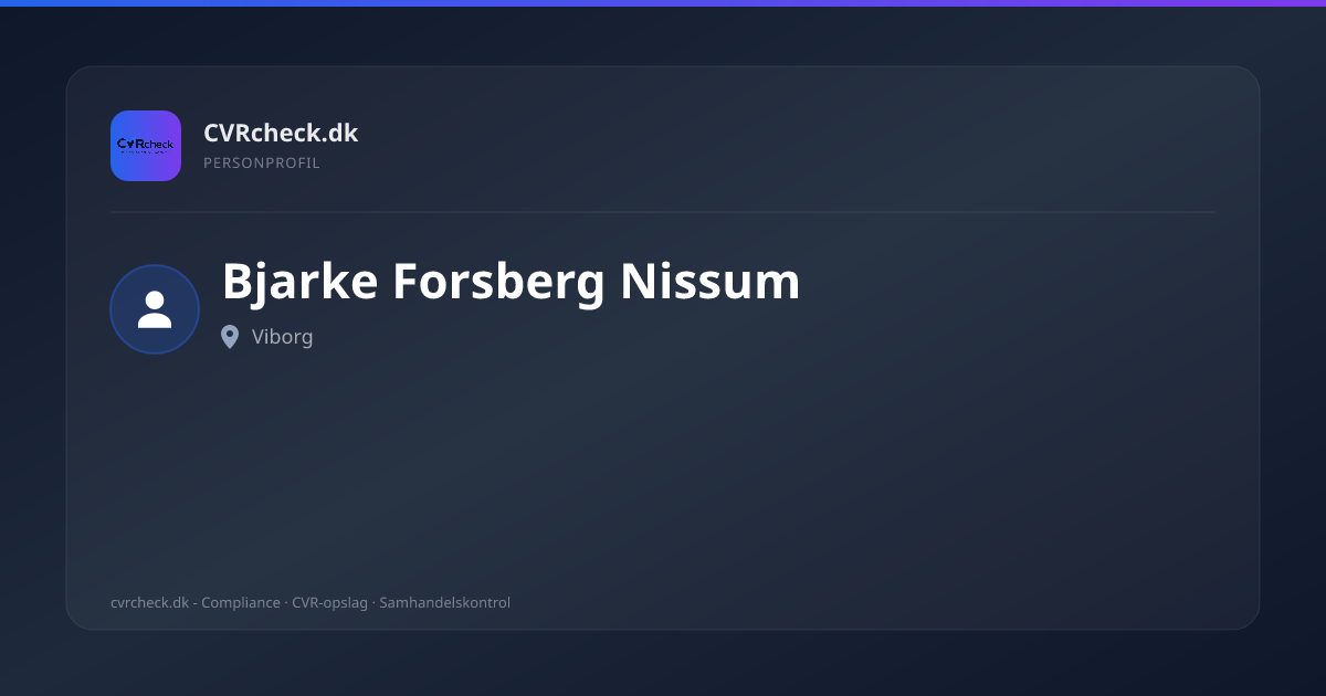 Visitkort: Bjarke Forsberg Nissum, Viborg, person-info