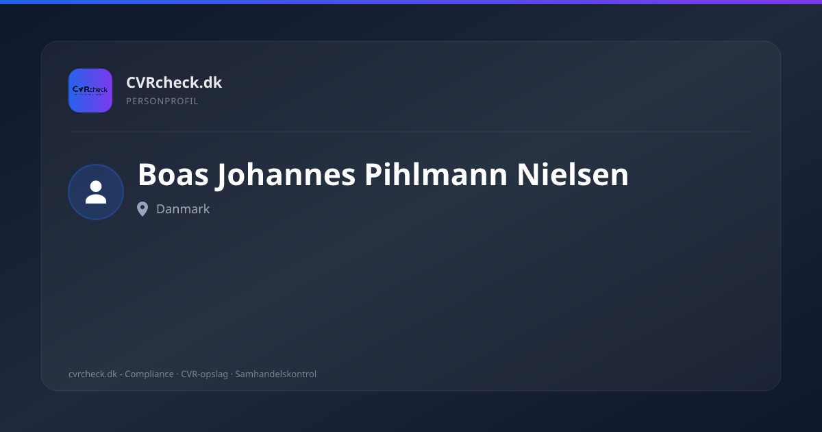 Visitkort: Boas Johannes Pihlmann Nielsen, person-info