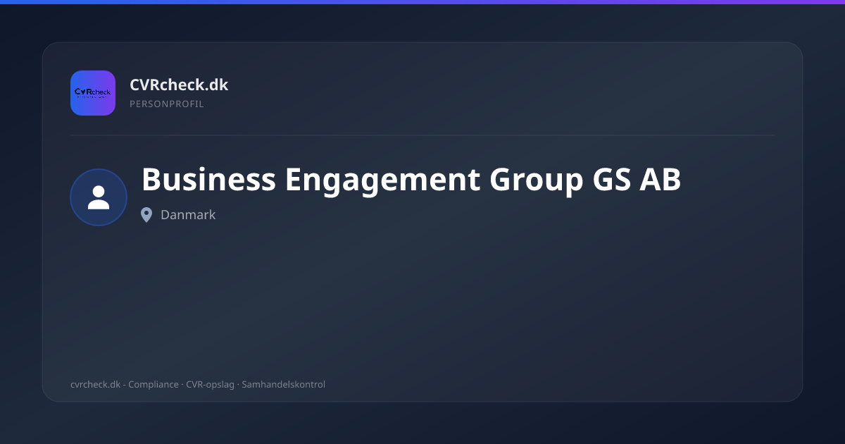 Visitkort: Business Engagement Group GS AB, person-info