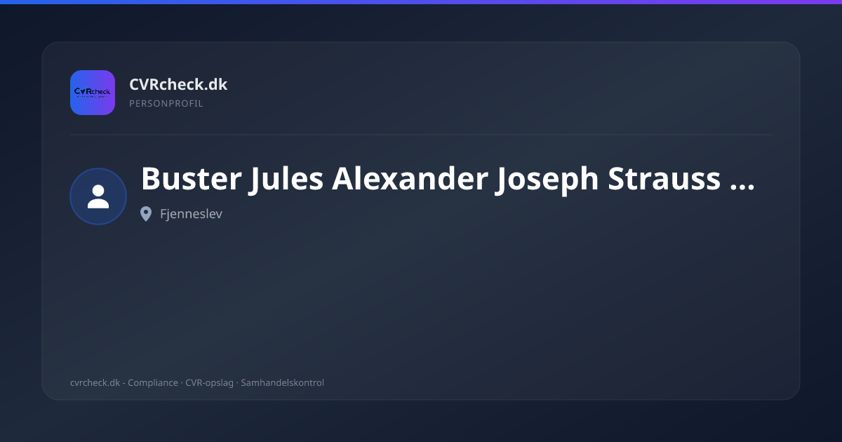 Visitkort: Buster Jules Alexander Joseph Strauss Sigaard, Fjenneslev, person-info
