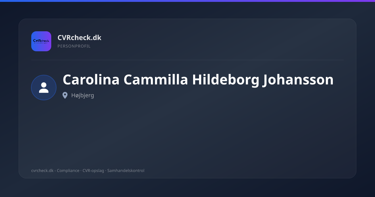 Visitkort: Carolina Cammilla Hildeborg Johansson, Højbjerg, person-info