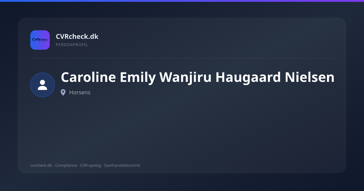 Visitkort: Caroline Emily Wanjiru Haugaard Nielsen, Horsens, person-info
