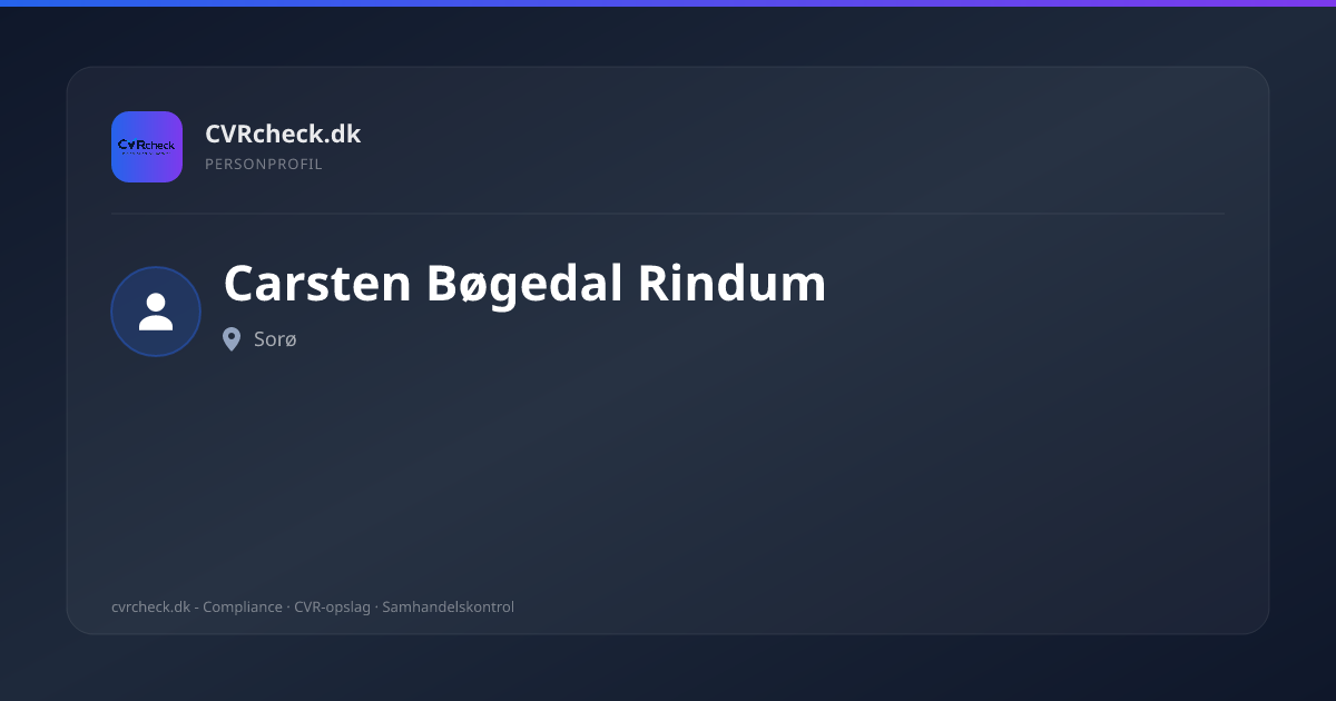 Visitkort: Carsten Bøgedal Rindum, Sorø, person-info