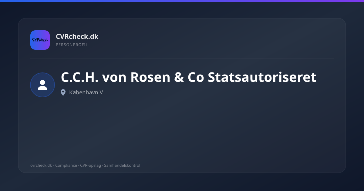 Visitkort: C.C.H. von Rosen & Co Statsautoriseret, København V, person-info