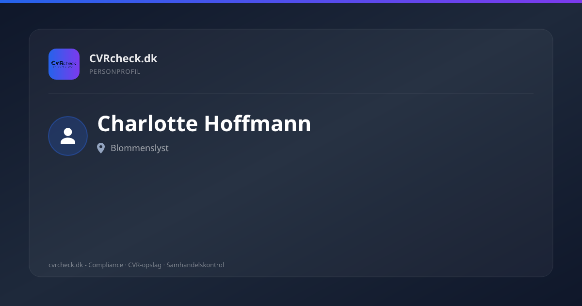 Visitkort: Charlotte Hoffmann, Blommenslyst, person-info