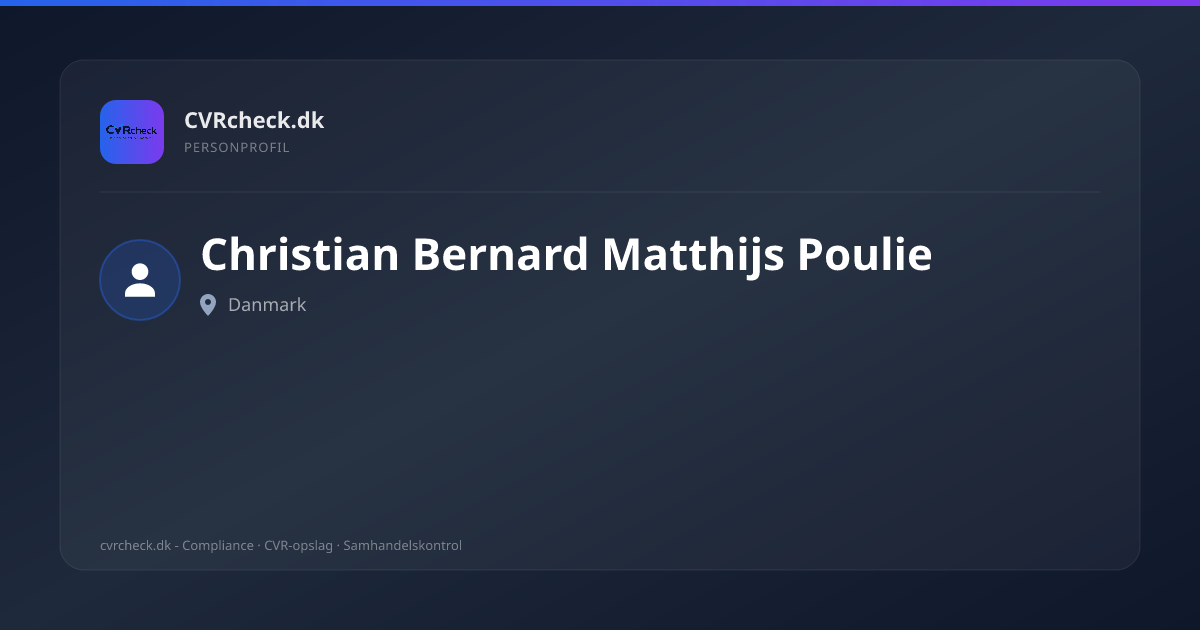 Visitkort: Christian Bernard Matthijs Poulie, person-info