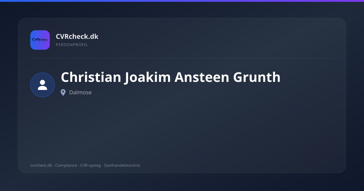 Visitkort: Christian Joakim Ansteen Grunth, Dalmose, person-info