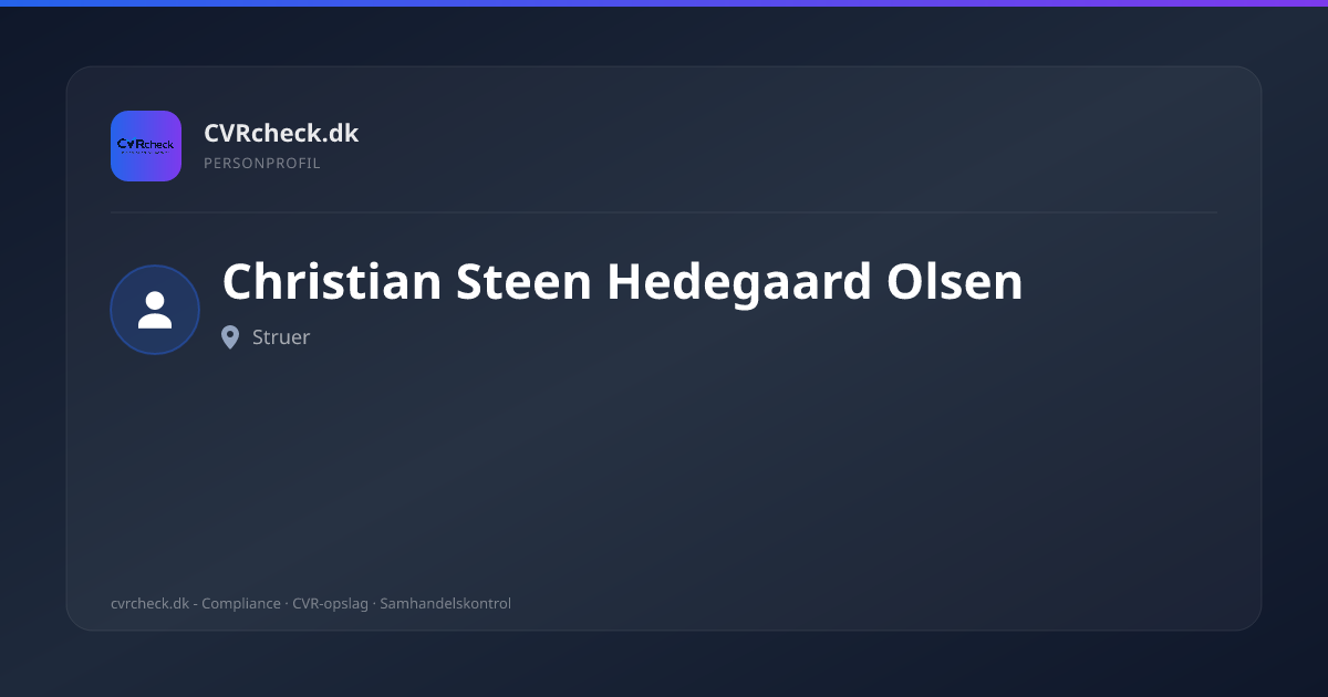 Visitkort: Christian Steen Hedegaard Olsen, Struer, person-info