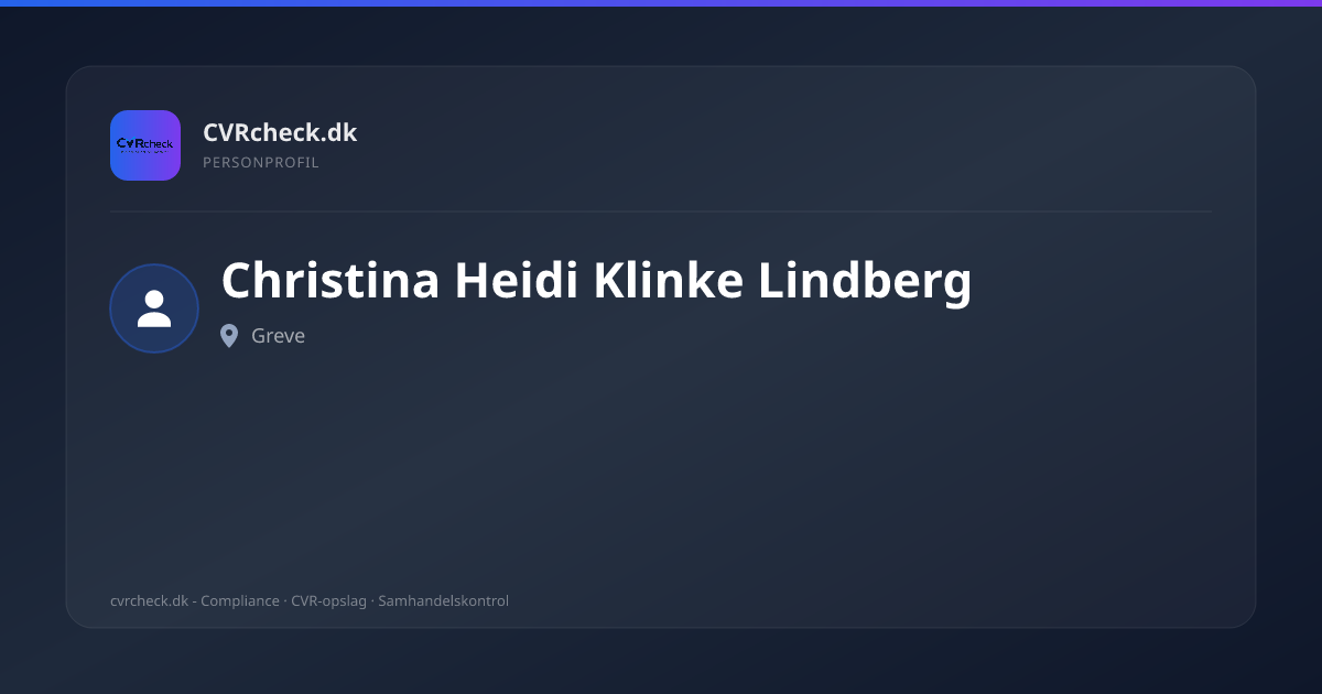 Visitkort: Christina Heidi Klinke Lindberg, Greve, person-info