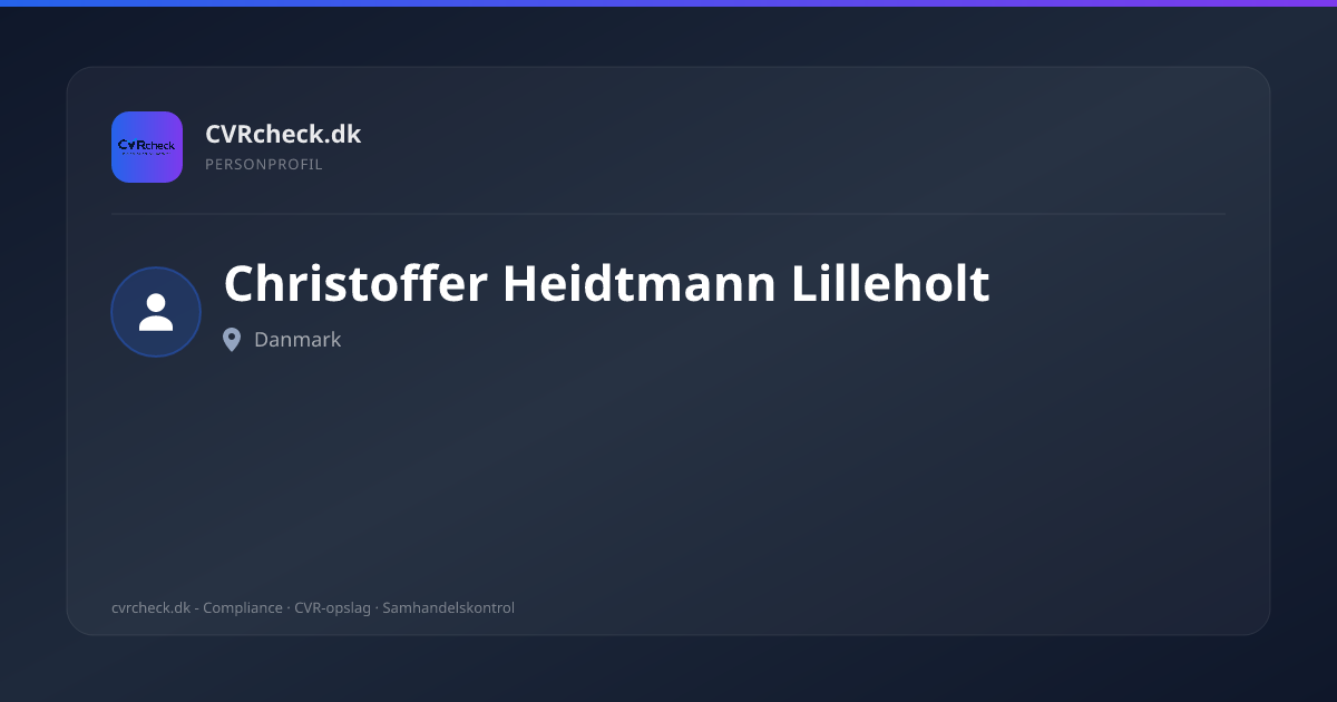 Visitkort: Christoffer Heidtmann Lilleholt, person-info