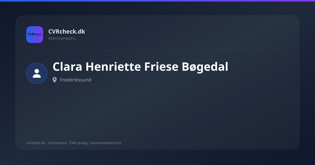 Visitkort: Clara Henriette Friese Bøgedal, Frederikssund, person-info