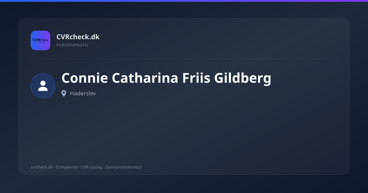 Visitkort: Connie Catharina Friis Gildberg, Haderslev, person-info