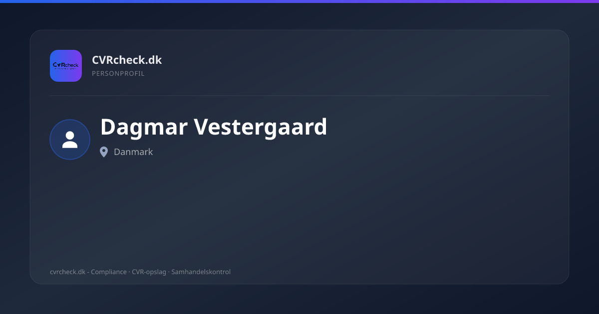 Visitkort: Dagmar Vestergaard, person-info