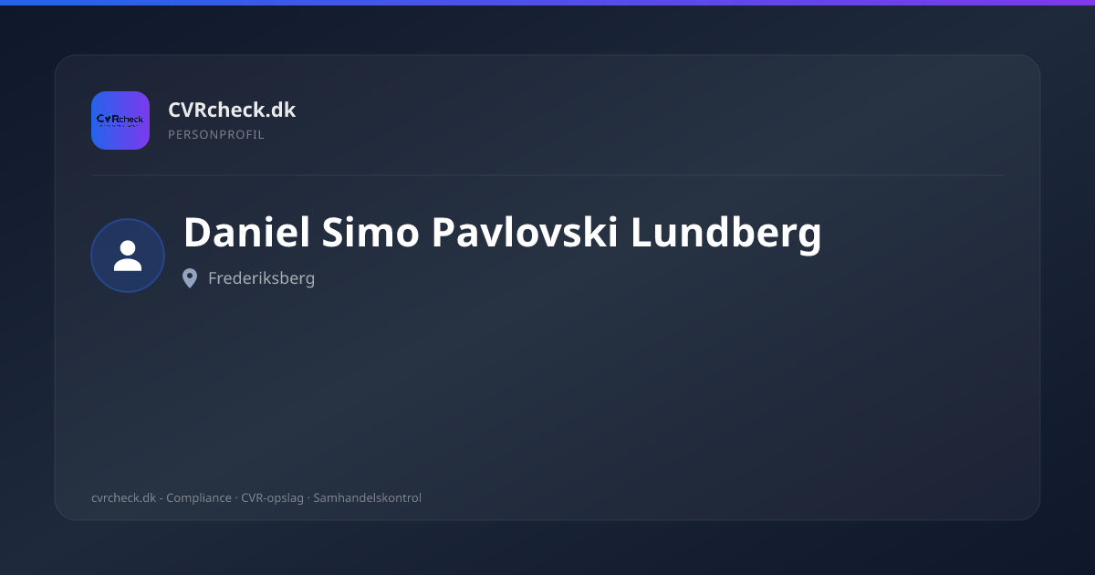 Visitkort: Daniel Simo Pavlovski Lundberg, Frederiksberg, person-info