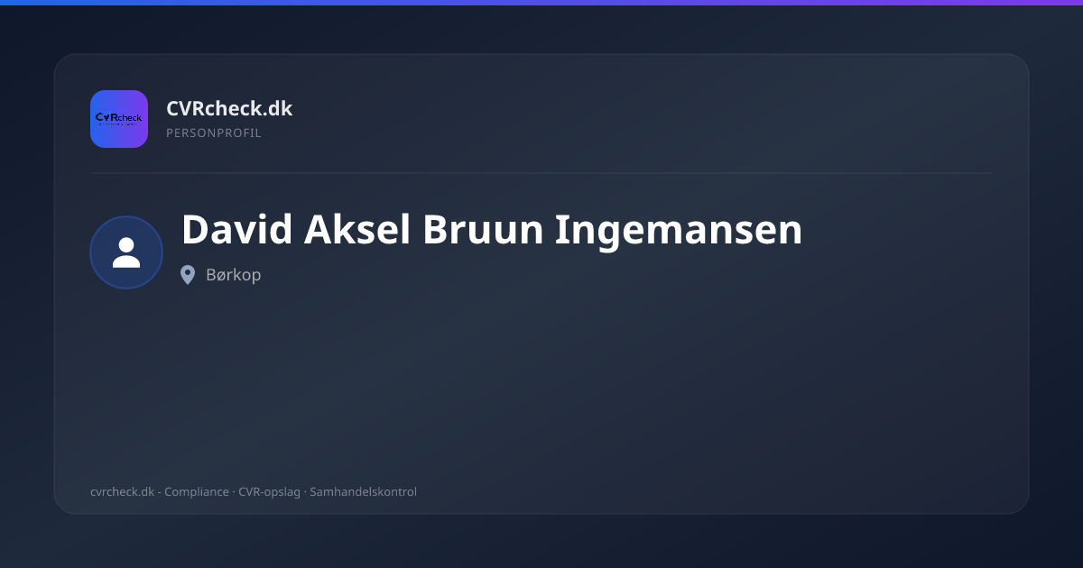 Visitkort: David Aksel Bruun Ingemansen, Børkop, person-info