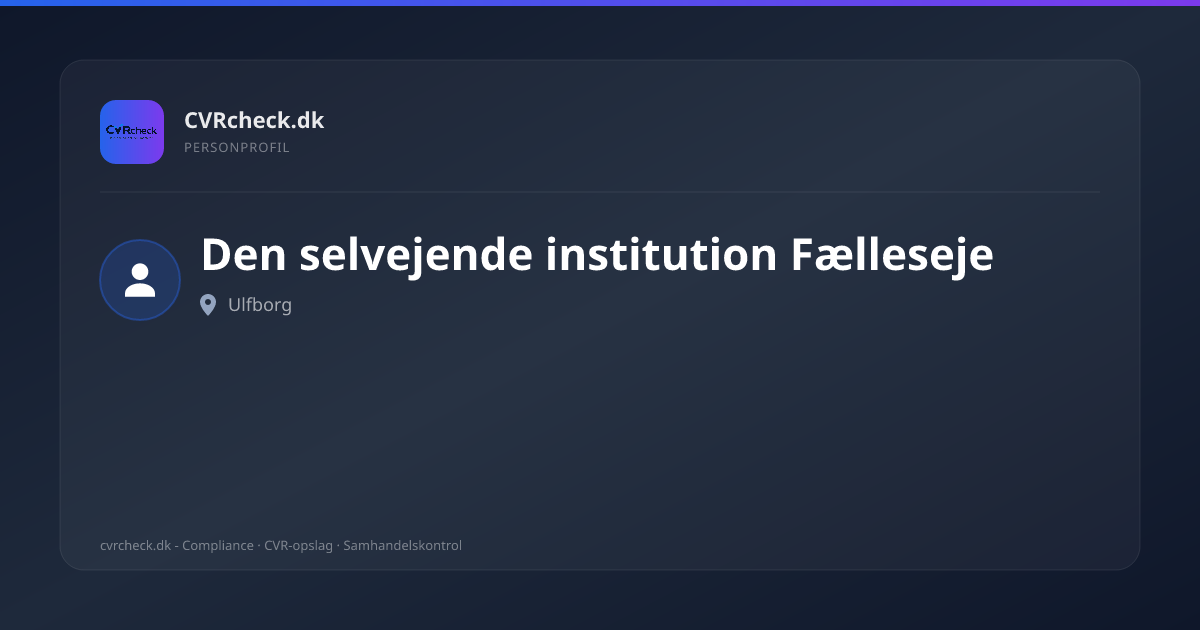 Visitkort: Den selvejende institution Fælleseje, Ulfborg, person-info