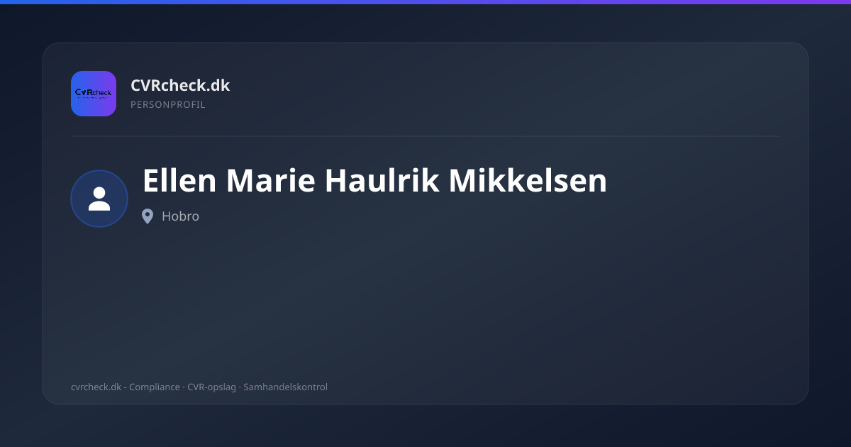 Visitkort: Ellen Marie Haulrik Mikkelsen, Hobro, person-info