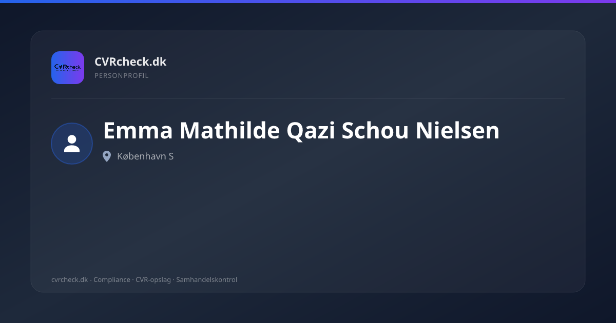 Visitkort: Emma Mathilde Qazi Schou Nielsen, København S, person-info