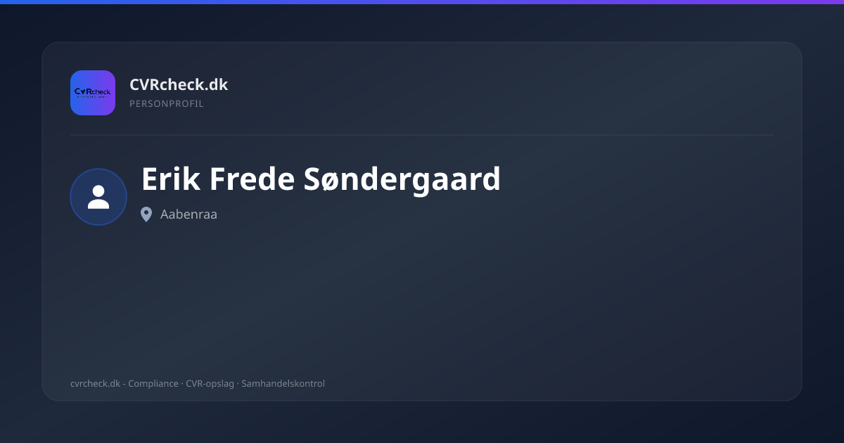 Visitkort: Erik Frede Søndergaard, Aabenraa, person-info