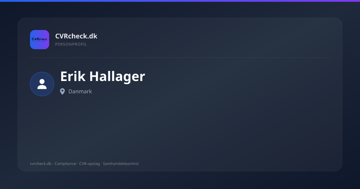 Visitkort: Erik Hallager, person-info