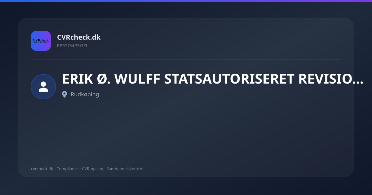 Visitkort: ERIK Ø. WULFF STATSAUTORISERET REVISIONSAKTIESELSKAB, Rudkøbing, person-info