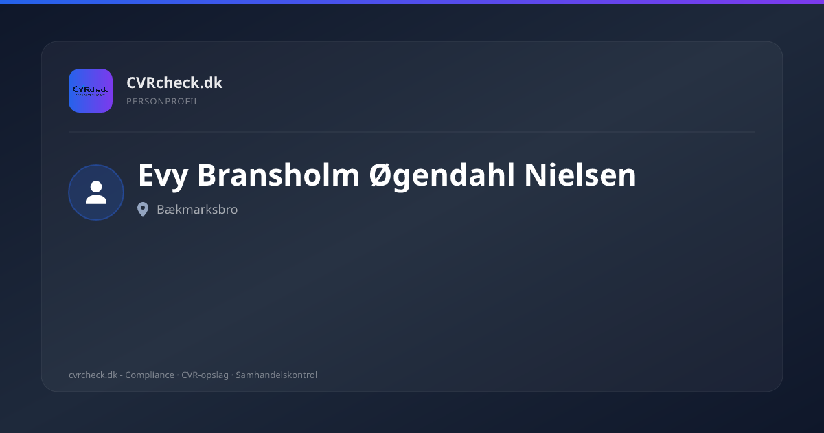 Visitkort: Evy Bransholm Øgendahl Nielsen, Bækmarksbro, person-info